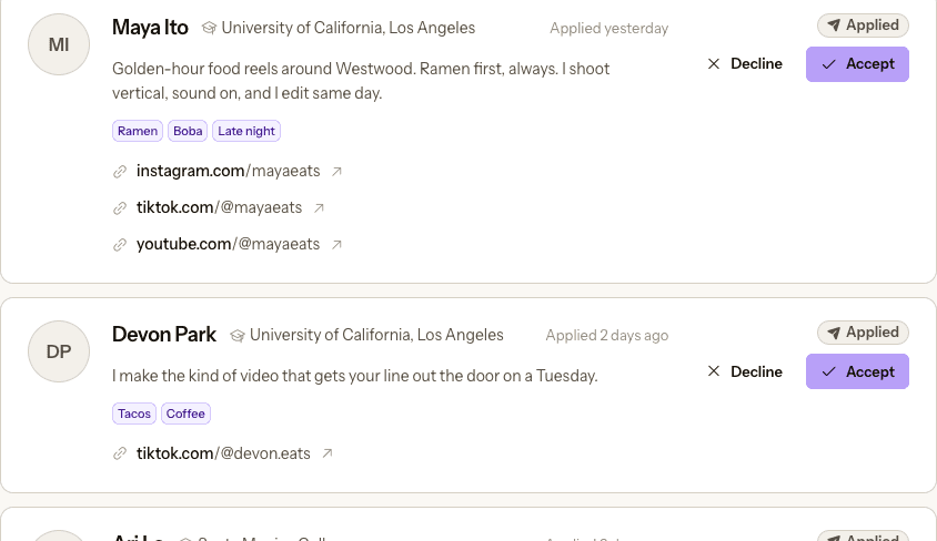 Spot portal: applicant review queue